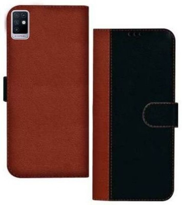 RidivishN Flip Cover for Infinix Note 10  (Black, Brown, Pack of: 1)