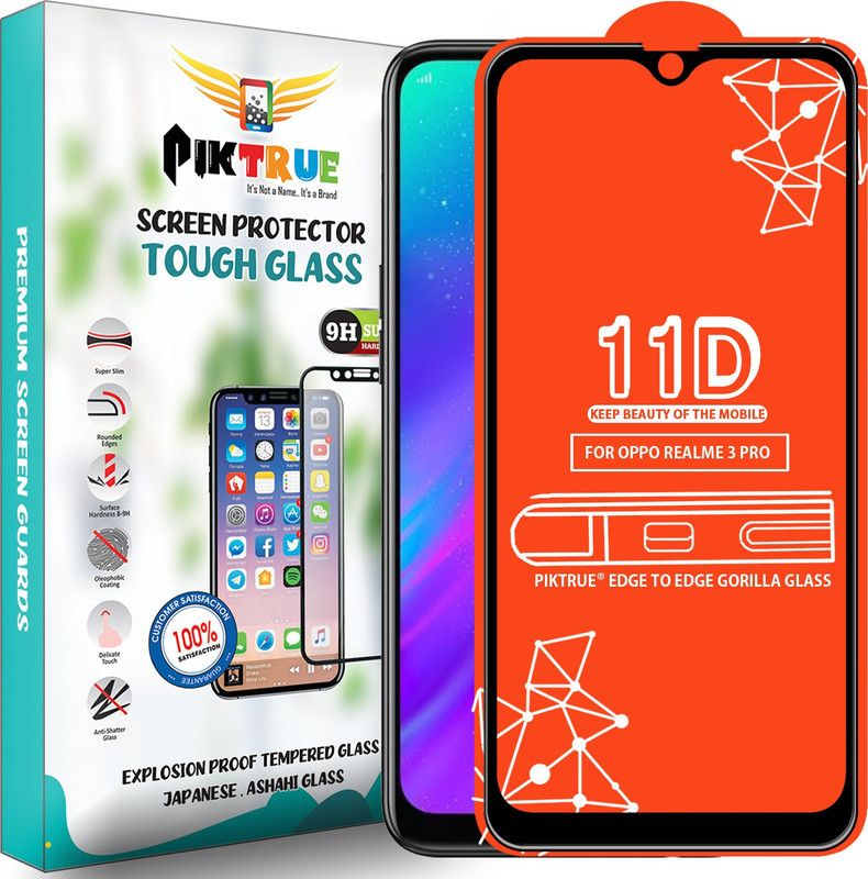 PikTrue Edge To Edge Tempered Glass for Realme 3 Pro  (Pack of 1)
