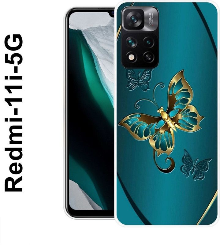 REALKING Back Cover for Redmi 11i 5G  (Blue, Gold, Grip Case, Silicon)