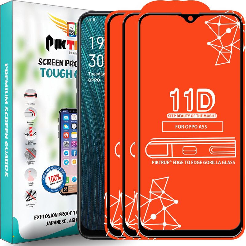PikTrue Edge To Edge Tempered Glass for Oppo A5S  (Pack of 3)