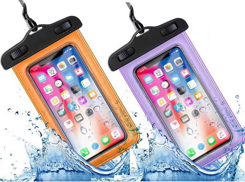 B BOZZBY Pouch for waterproof pouch cover bag combo, Cell Phone case All Mobile Phones, Swimming Underwater rain  (Purple, Orange, Waterproof, Silicon, Pack of: 2)