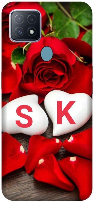 VS PRINT LINK Back Cover for OPPO A15 , CPH2185 ,SK, S LOVES K, SK NAME, SK Love Printed  (Red, Hard Case, Pack of: 1)