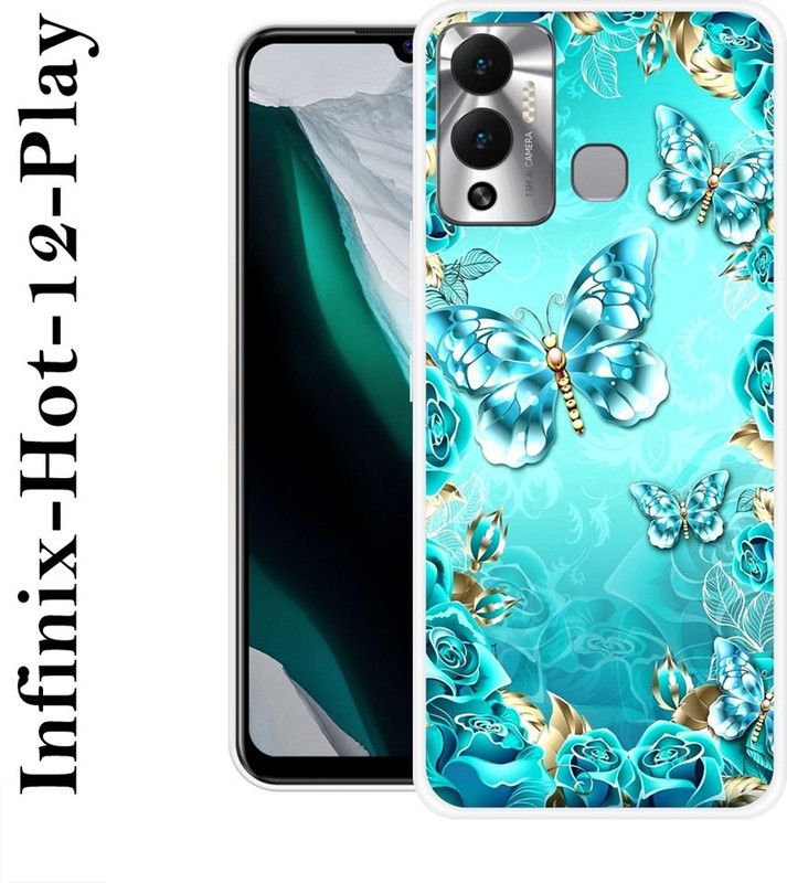 JATLAND Back Cover for Infinix Hot 12 Play  (Blue, Gold, Grip Case, Silicon)