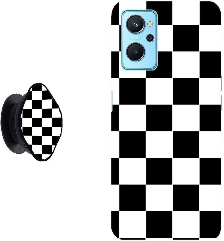 KIZIN Back Cover for Realme 9i  (Black, White, Cases with Holder)