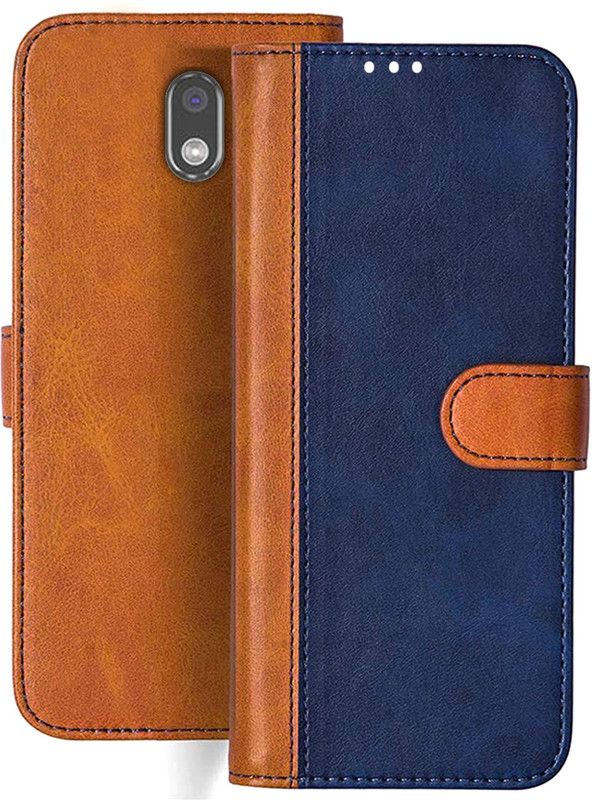 HANIRY Flip Cover for Moto E3 flip cover | Moto E3 flip cover | Blue, Brown Design  (Brown, Magnetic Case)