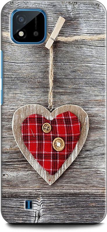 WallCraft Back Cover for Realme C20, RMX3063, RMX3061 HEART, WOODEN HEART, LOVE, WOOD  (Multicolor, Dual Protection, Pack of: 1)