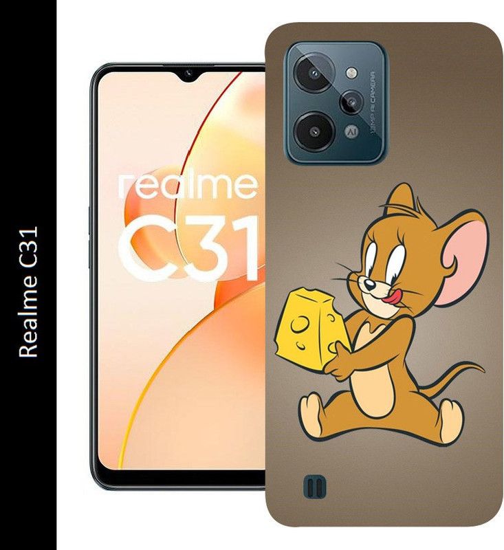 BRANDNAME Back Cover for Realme C31  (Brown, Grip Case, Silicon)