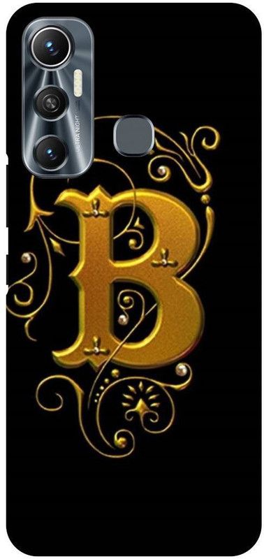 FIKORA Back Cover for Infinix Hot 11, X662, B, NAME, LETTER, ALPHABET, GOLD  (Black, Hard Case, Pack of: 1)