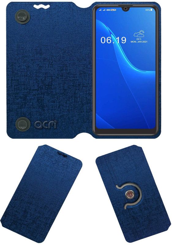 ACM Flip Cover for Ringme Reno Pro  (Blue, Cases with Holder, Pack of: 1)