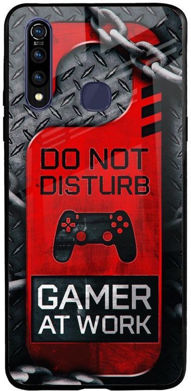 QRIOH Glass Back Cover for Vivo Z1 Pro  (Black, Red, Grip Case, Silicon, Pack of: 1)