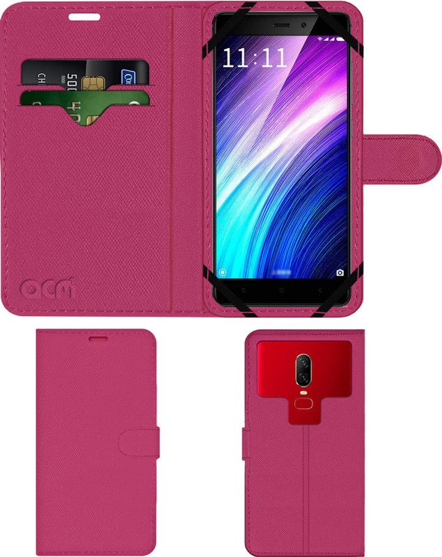 ACM Flip Cover for Mi Redmi 4  (Pink, Cases with Holder, Pack of: 1)