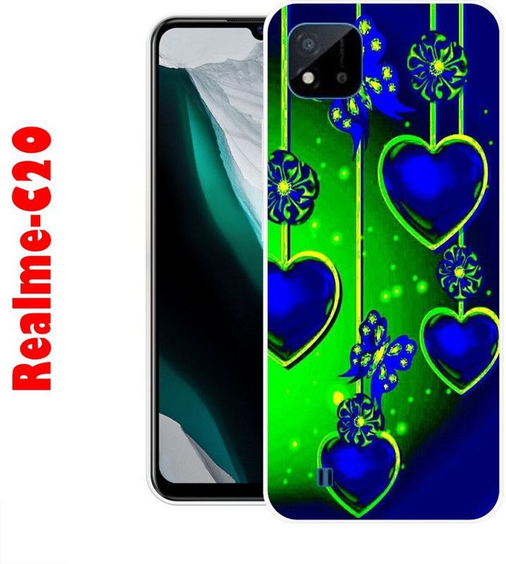 CellWorld Back Cover for Realme C20  (Green, Blue, Grip Case, Silicon)