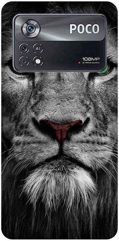 play fast Back Cover for POCO X4 Pro 5G, LION, ANGRY, LION, SHER  (Grey, Hard Case, Pack of: 1)