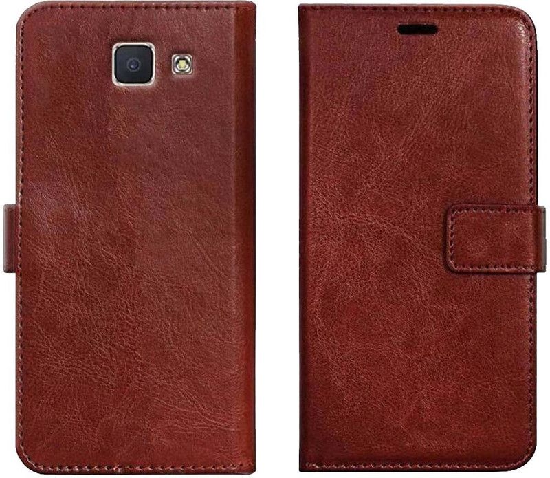 Trap Wallet Case Cover for Samsung Galaxy J4 Plus  (Brown, Shock Proof, Pack of: 1)