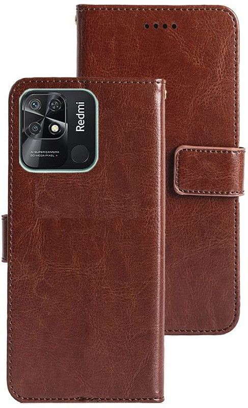 Fastship Flip Cover for Redmi 10A Sport  (Brown, Pack of: 1)