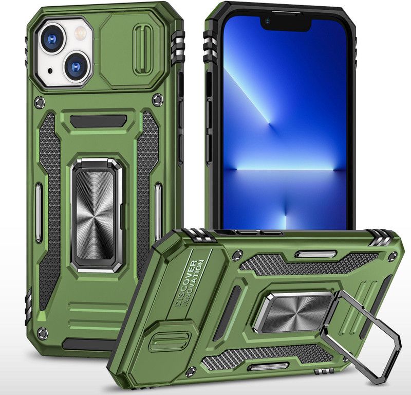 Q Wallet Back Cover for Apple iPhone 13 MINI  (Green, Dual Protection, Pack of: 1)