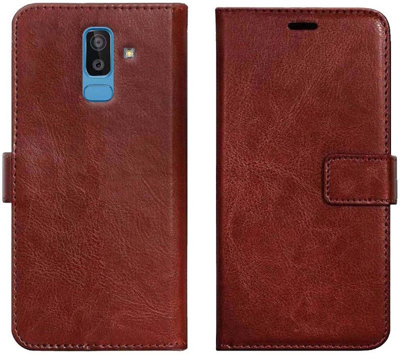 Trap Wallet Case Cover for Samsung Galaxy J8  (Brown, Shock Proof, Pack of: 1)