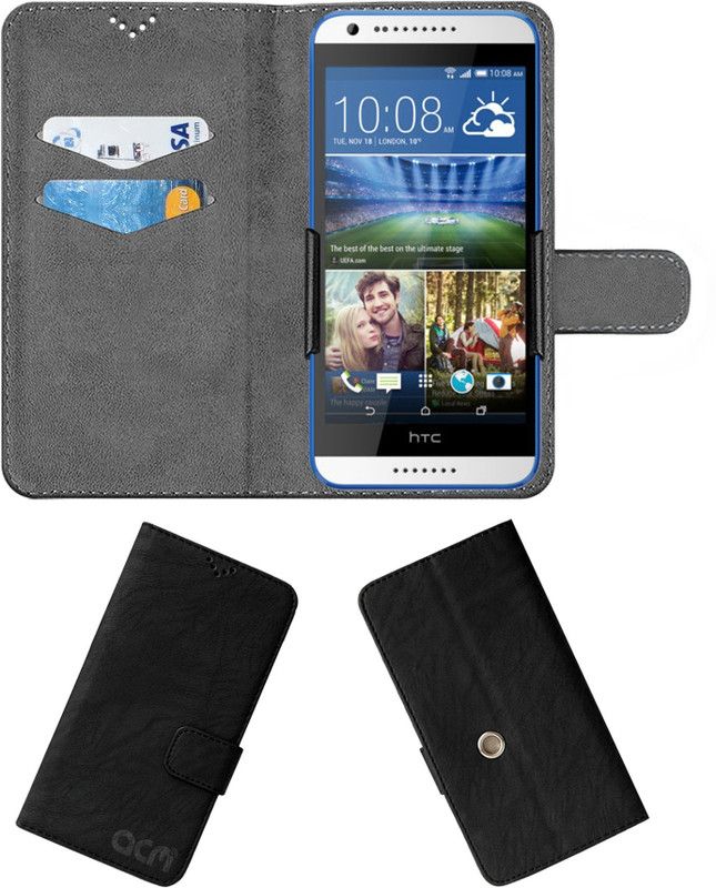 ACM Flip Cover for Htc Desire 620  (Black, Cases with Holder, Pack of: 1)