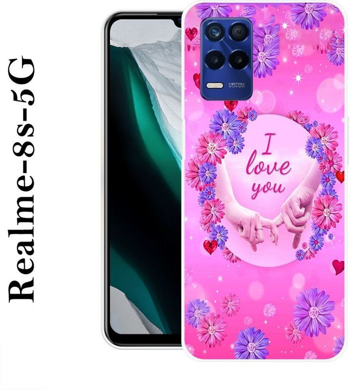 KLC Back Cover for Realme 8s 5G  (Pink, Purple, Silicon)