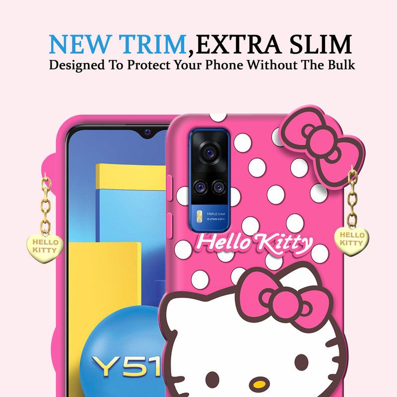 Pidgeot Back Cover for Vivo Y51A|3D Cute Hello Kitty|Girls Favourite|with Pendant Pink Case|  (Pink, Shock Proof, Pack of: 1)