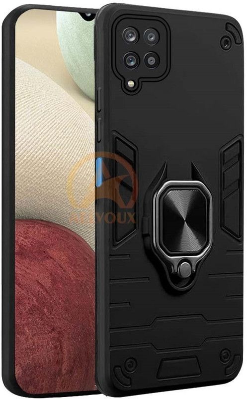 AelVouX Back Cover for Samsung Galaxy A12, Samsung Galaxy F12, Samsung Galaxy M12  (Black, Rugged Armor, Pack of: 1)