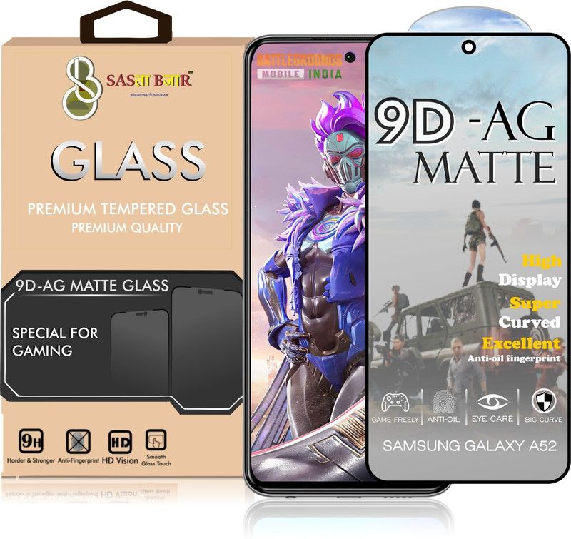 Sasta Bazar Edge To Edge Tempered Glass for Samsung Galaxy A52 9D Matte Ceramic Pub-G Glass  (Pack of 1)