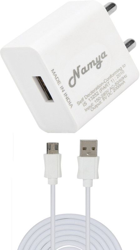 NAMYA 5 W NA 1 A Mobile 2A. FAST CHARGER &SYNC/DATA CABLE FOR IN__TEX AQA STRNG 5.1 PLS Charger with Detachable Cable  (White)