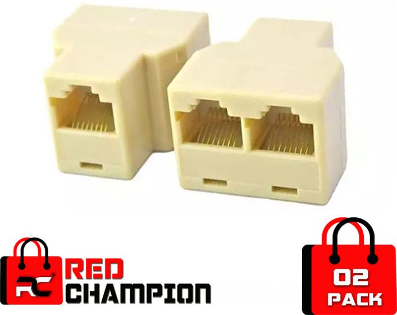 Red Champion Beige Rj45 Cat 5 Cat 6 Connector 1 Cable In To 2 Cable Out Phone Converter  (RJ45 LAN Network Ethernet Splitter Connector)