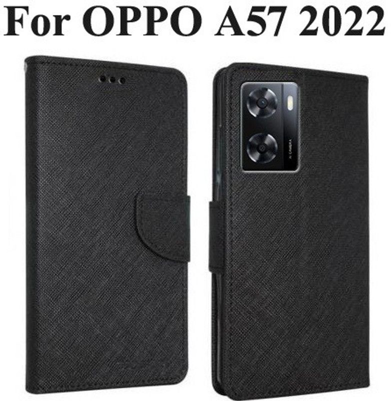 Mehsoos Flip Cover for OPPO A57 2022  (Black, Dual Protection, Pack of: 1)