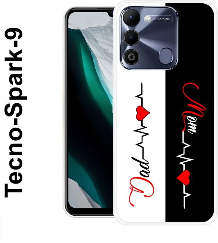 REALKING Back Cover for Tecno Spark 9  (Black, White, Silicon)