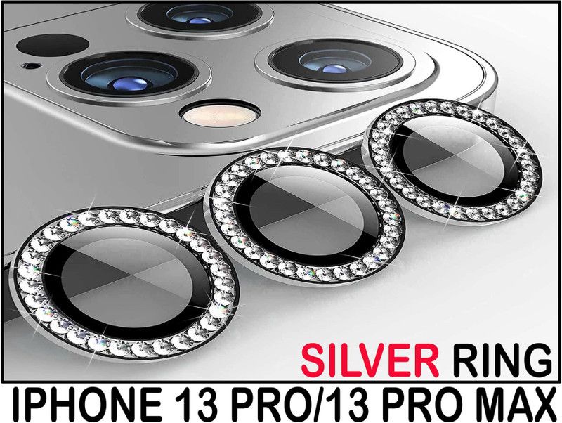 TWUAOP Back Camera Lens Ring Guard Protector for IPHONE 13 PRO/13 PRO MAX (DIAMOND SILVER COLOUR)  (Pack of: 1)