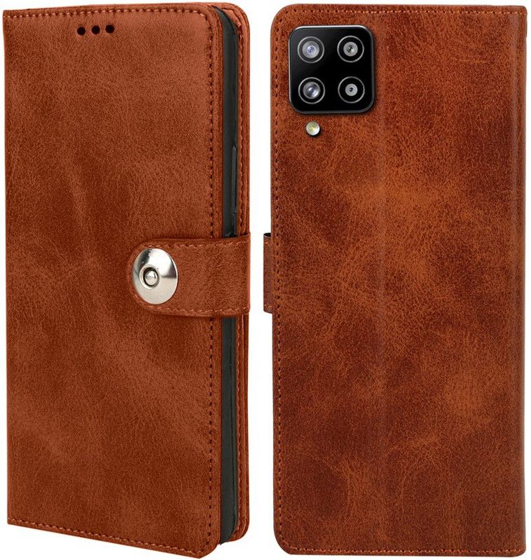 Winkel Flip Cover for Samsung Galaxy M42  (Brown, Cases with Holder)
