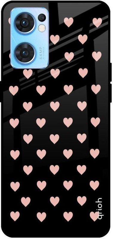 QRIOH Glass Back Cover for Oppo Reno7 5G  (Multicolor, Grip Case, Silicon, Pack of: 1)