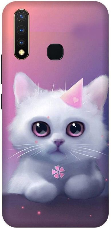 SSMORYA Back Cover for Vivo Y19 Cute Cat Printed Back Cover  (Multicolor, Waterproof, Pack of: 1)