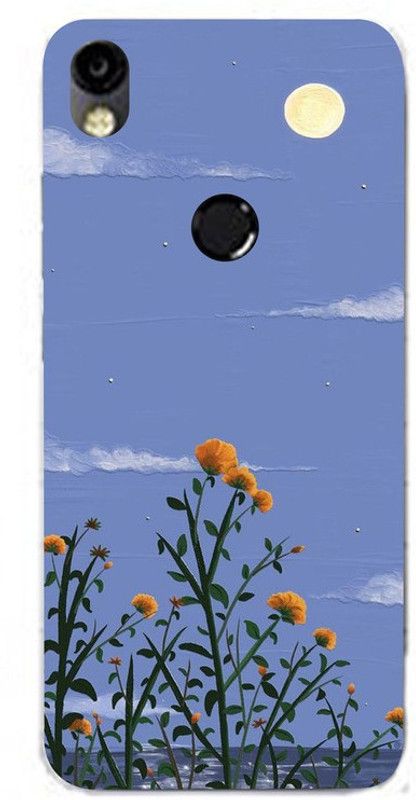 Golden Mask Back Cover for Sky Hawk Back Cover For Tecno Camon I Air Blue sky and Yellow flower  (Multicolor, Waterproof, Silicon, Pack of: 1)