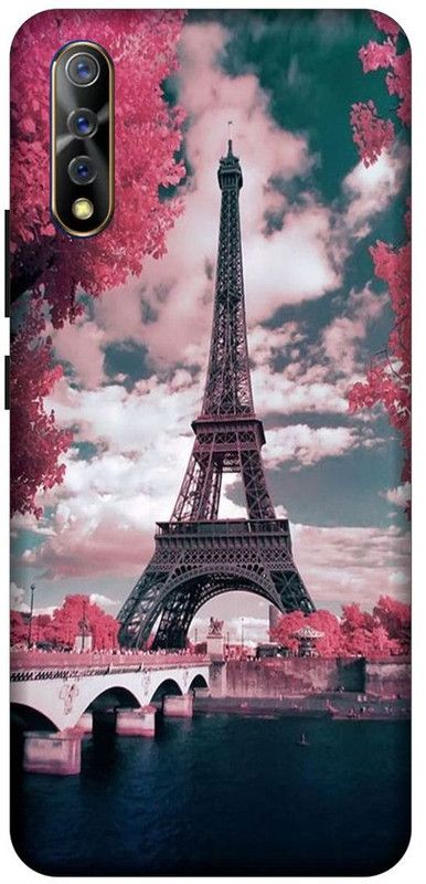 SSMORYA Back Cover for Vivo Z1x Pink, Eiffeltower Printed Back Cover  (Multicolor, Waterproof, Pack of: 1)