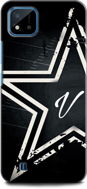 INDICRAFT Back Cover for Realme C11 2021, RMX3231 V, V LETTER, STAR, BLACK, ALPHABET  (Multicolor, Dual Protection, Pack of: 1)