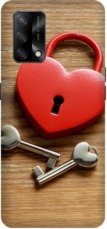 SAVETREE Back Cover for Oppo F19, CPH2219, Oppo F19s, CPH2223, Lock And Key, Red, Heart  (Multicolor, 3D Case, Pack of: 1)