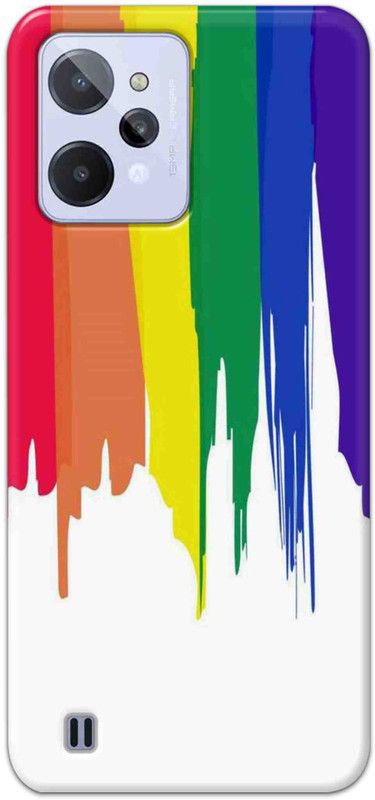 NDCOM Back Cover for Realme C31 Rainbow Colors On White Printed  (Multicolor, Hard Case, Pack of: 1)