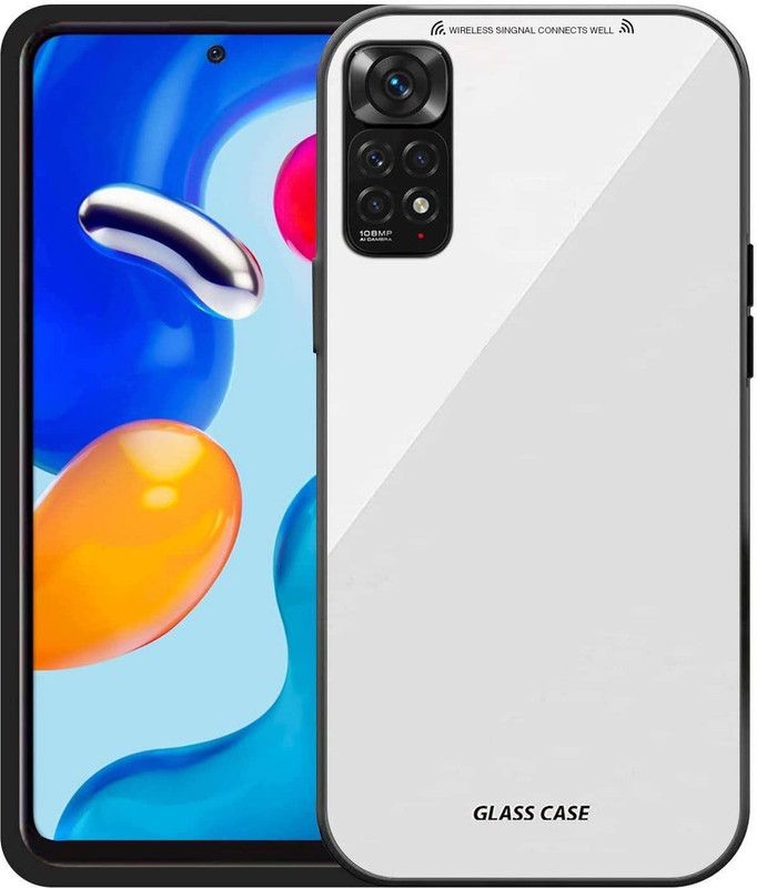 A3sprime Back Cover for Redmi Note 11S, - [Soft TPU & Drop Protective 9H Hardness Back Glass Case]  (White, Camera Bump Protector, Pack of: 1)