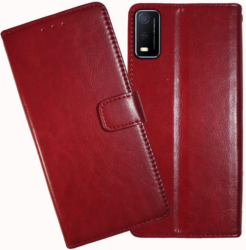 AMETHYST Flip Cover for Vivo Y3s  (Red, Shock Proof, Pack of: 1)