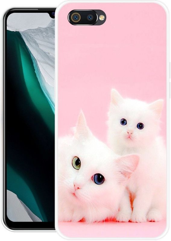 SUPER CASE Back Cover for Realme C2  (Pink, White, Silicon)