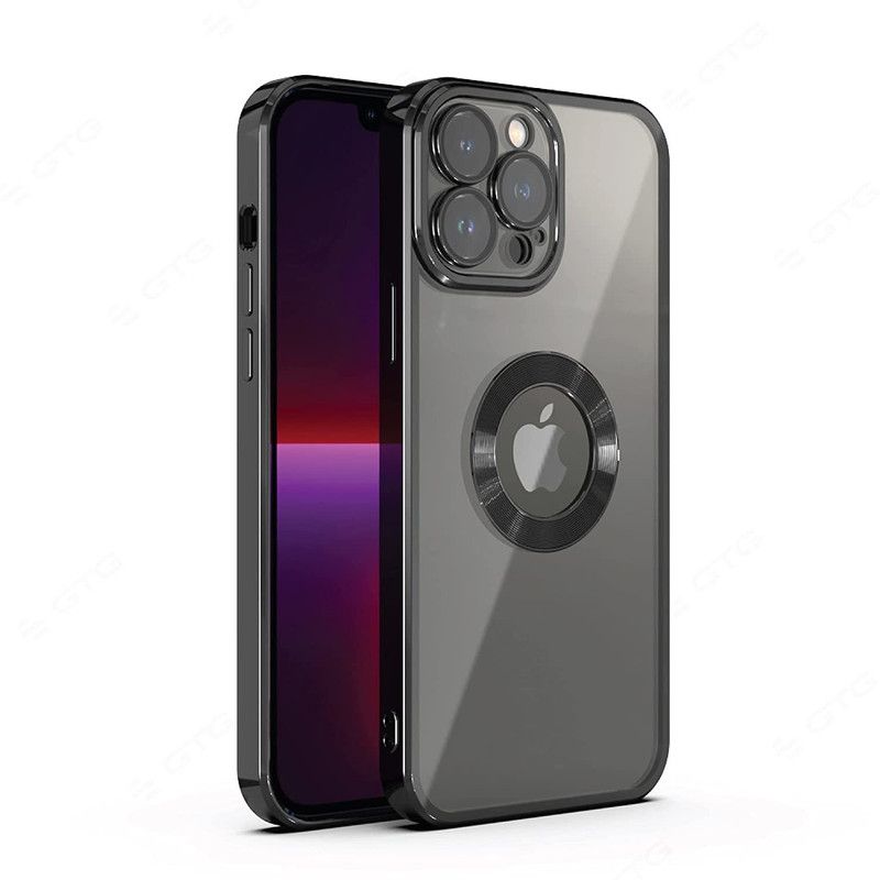welshfireshop Back Cover for Apple iPhone 12 Pro Electroplated Logo View | Slim Shockproof | Soft TPU back cover  (Black, Pack of: 1)