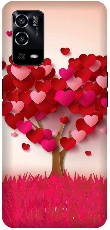 UMPRINT Back Cover for Oppo A55/CPH2325, Pink heart Printed Back Cover  (Multicolor, Hard Case)