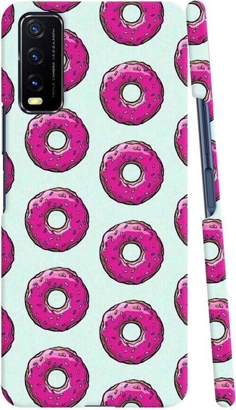 V'ART CREATIONS Back Cover for Vivo Y12s  (White, Pink, Pack of: 1)