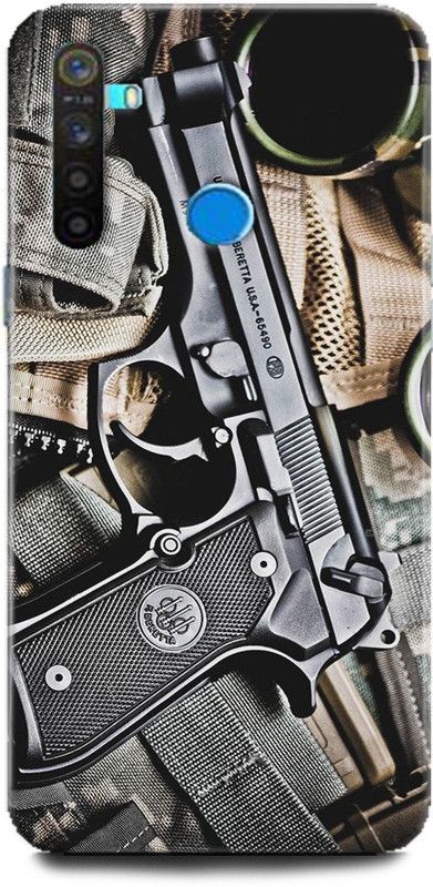 INDICRAFT Back Cover for Realme 5i / RMX2030 GUN, PISTOL, ARMY, WEAPON, REVOLVER, MILITARY  (Multicolor, Hard Case, Pack of: 1)