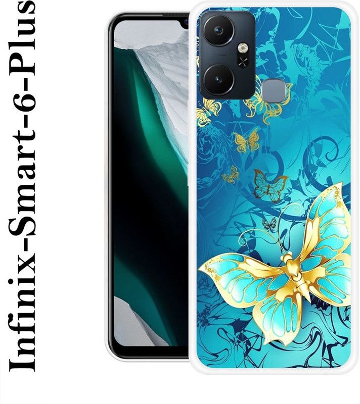 VITARO Back Cover for Infinix Smart 6 Plus  (Blue, Gold, Grip Case, Silicon)