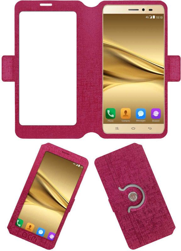 ACM Flip Cover for Celkon Diamond Q4g Plus  (Pink, Cases with Holder, Pack of: 1)