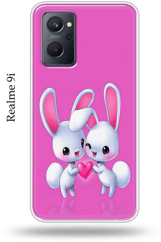 Rm Style Back Cover for Realme 9i  (Pink, White, Silicon)