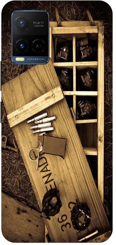 Bluvver Back Cover for Vivo Y21,V2111, Printed Bomb Gun Wooden Back Cover  (Multicolor, Hard Case, Pack of: 1)